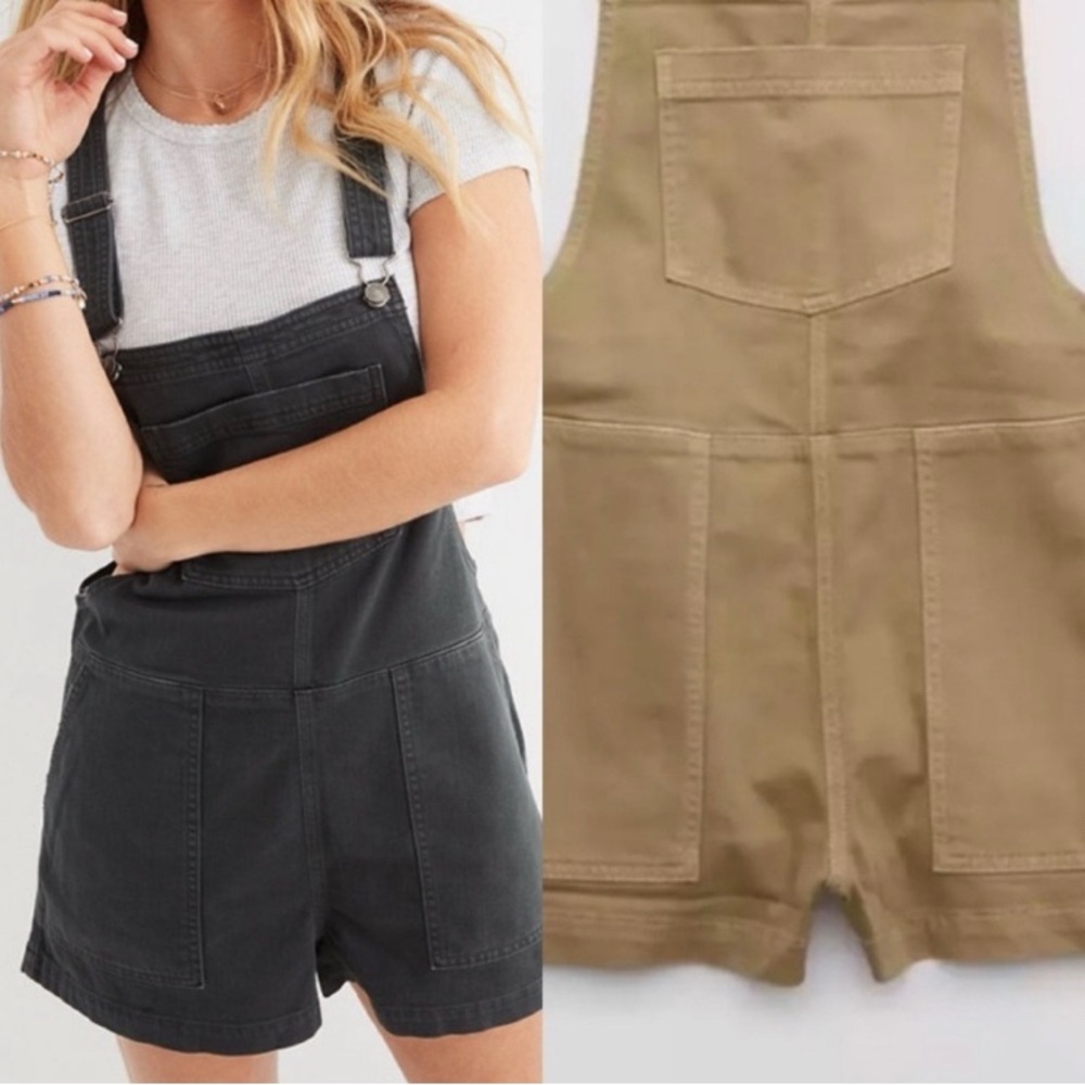 Women's Short Overall Romper - khaki